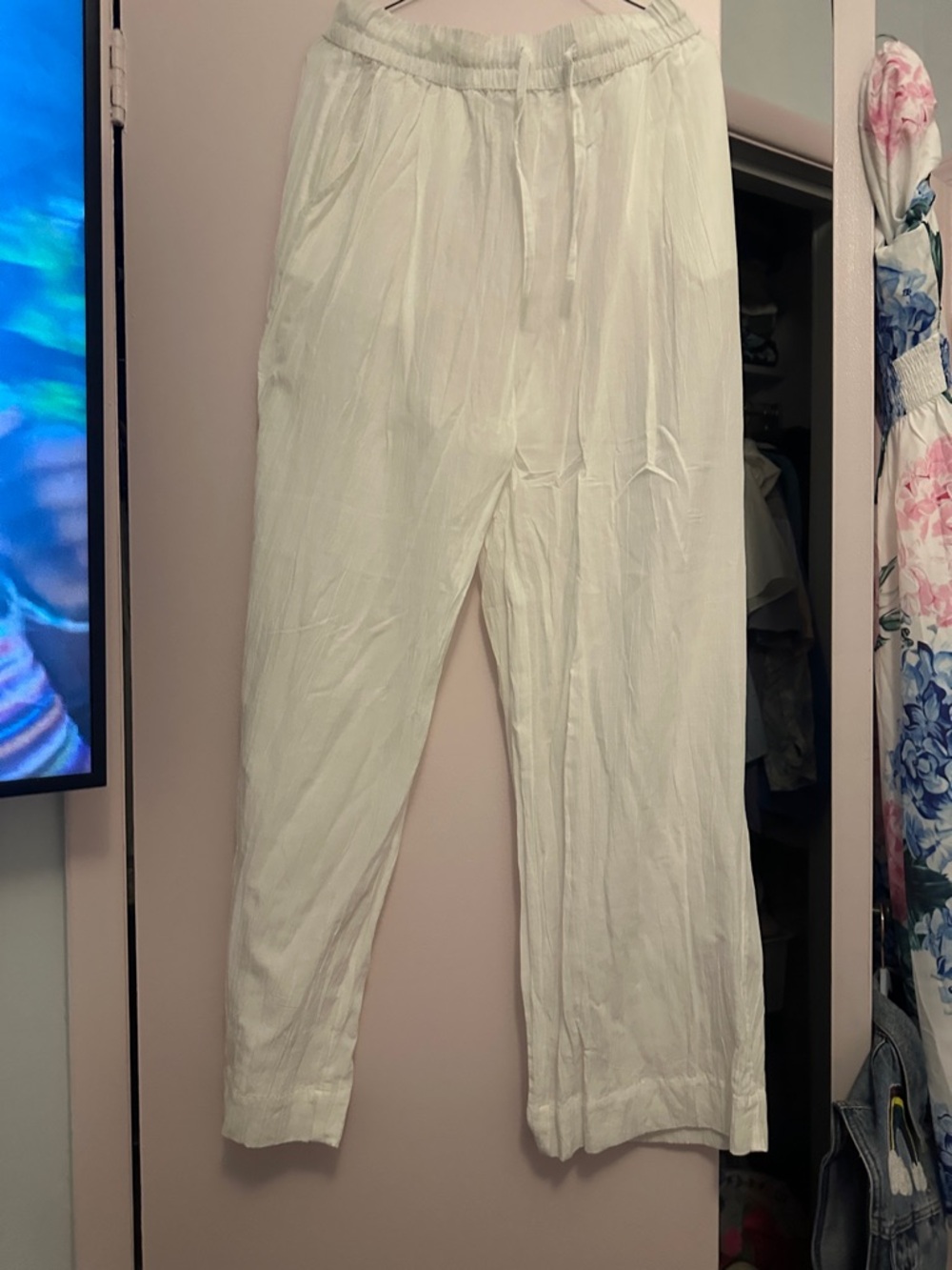 GAP White Lightweight Drawstring Pants
